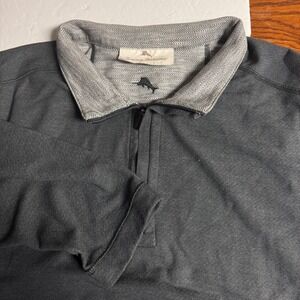 Tommy Bahama Quarter Zip Pullover Mens‎ Gray Herringbone